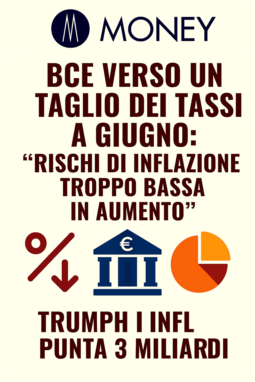 BCE verso un taglio dei tassi a giugno: “Rischi di inflazione troppo bassa in aumento”